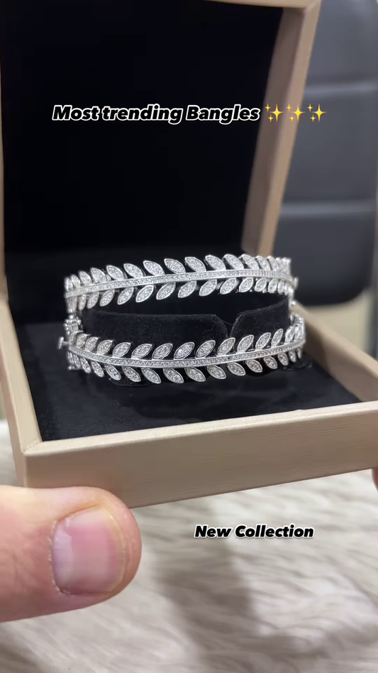 🌿 Enchanted Elegance – Nature-Inspired Silver Bangles ✨