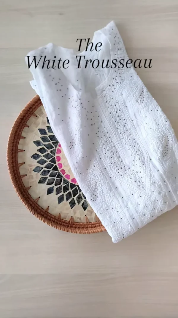 Women's Lucknowi Handcrafted Modal Cotton Chikankari Kurti - Image 4