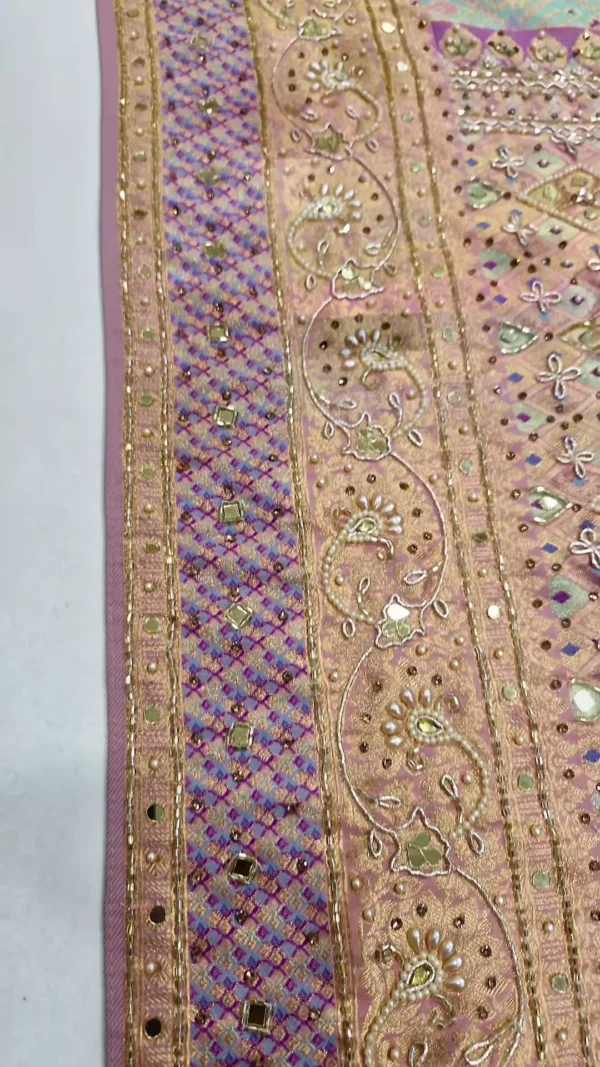 Classic Pretty Traditional Thread Embroidery With Top Notch Sequin Work On Georgette Fabric - Image 4