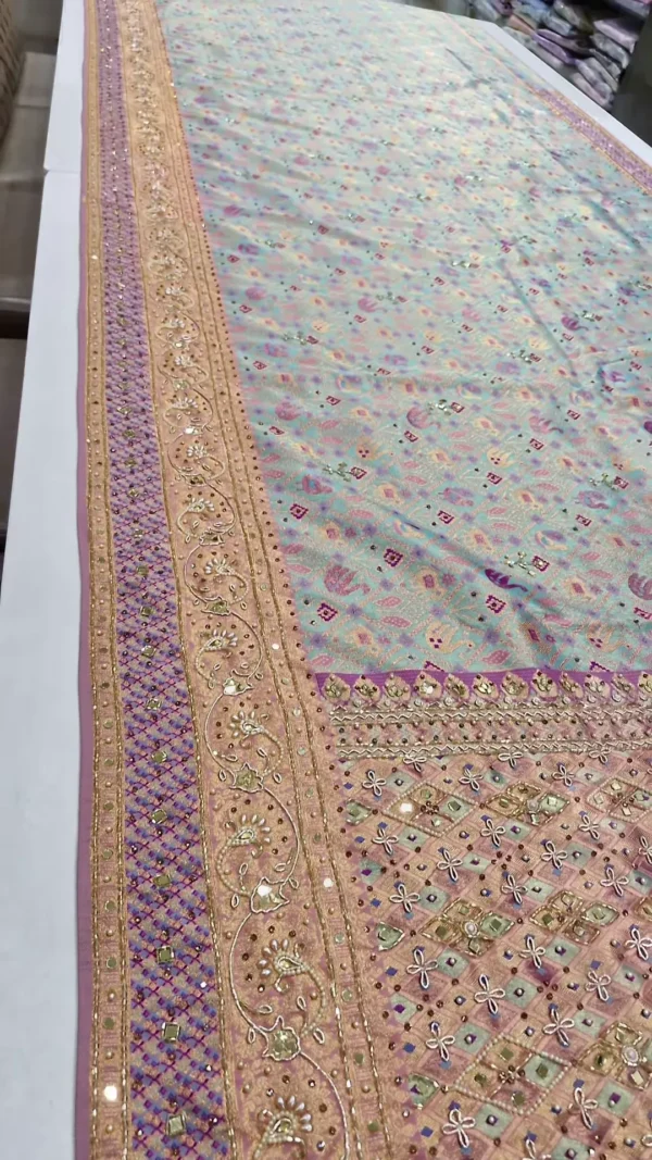 Classic Pretty Traditional Thread Embroidery With Top Notch Sequin Work On Georgette Fabric