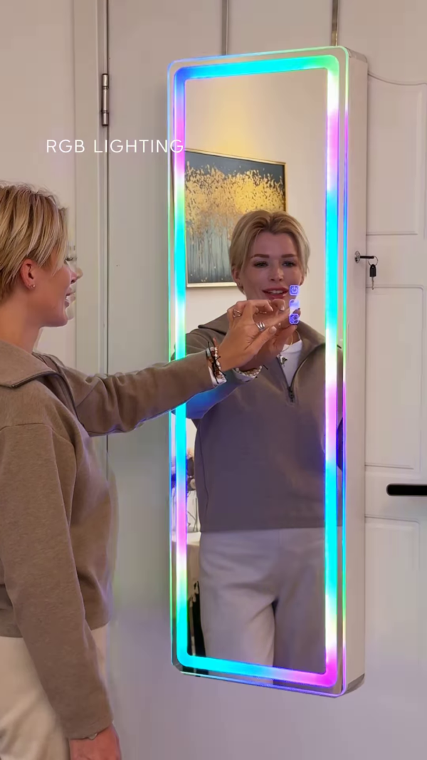 LED Mirror Cabinet with RGB Lights & Vanity Setup - Image 4