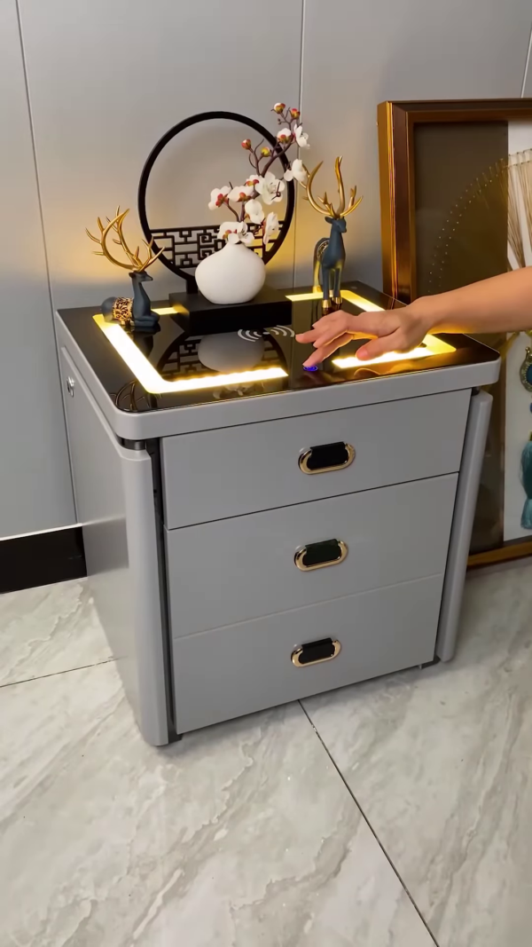 🪄 Smart Nightstand with Touch Lighting & Wireless Charging – Style Meets Functionality! 🌟