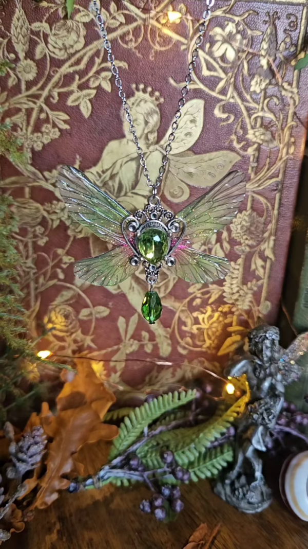 Fantasy Green Gem Fairy Wing Hair Comb" - Image 2