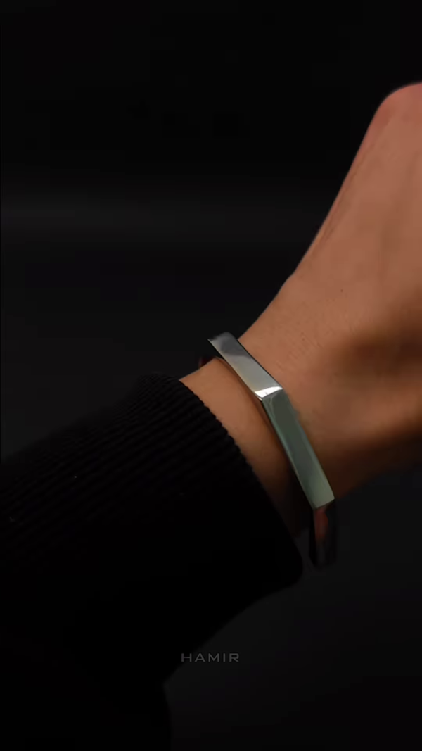 Modern Sleek Silver Bangle Bracelet - Image 2