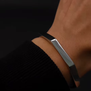 Modern Sleek Silver Bangle Bracelet